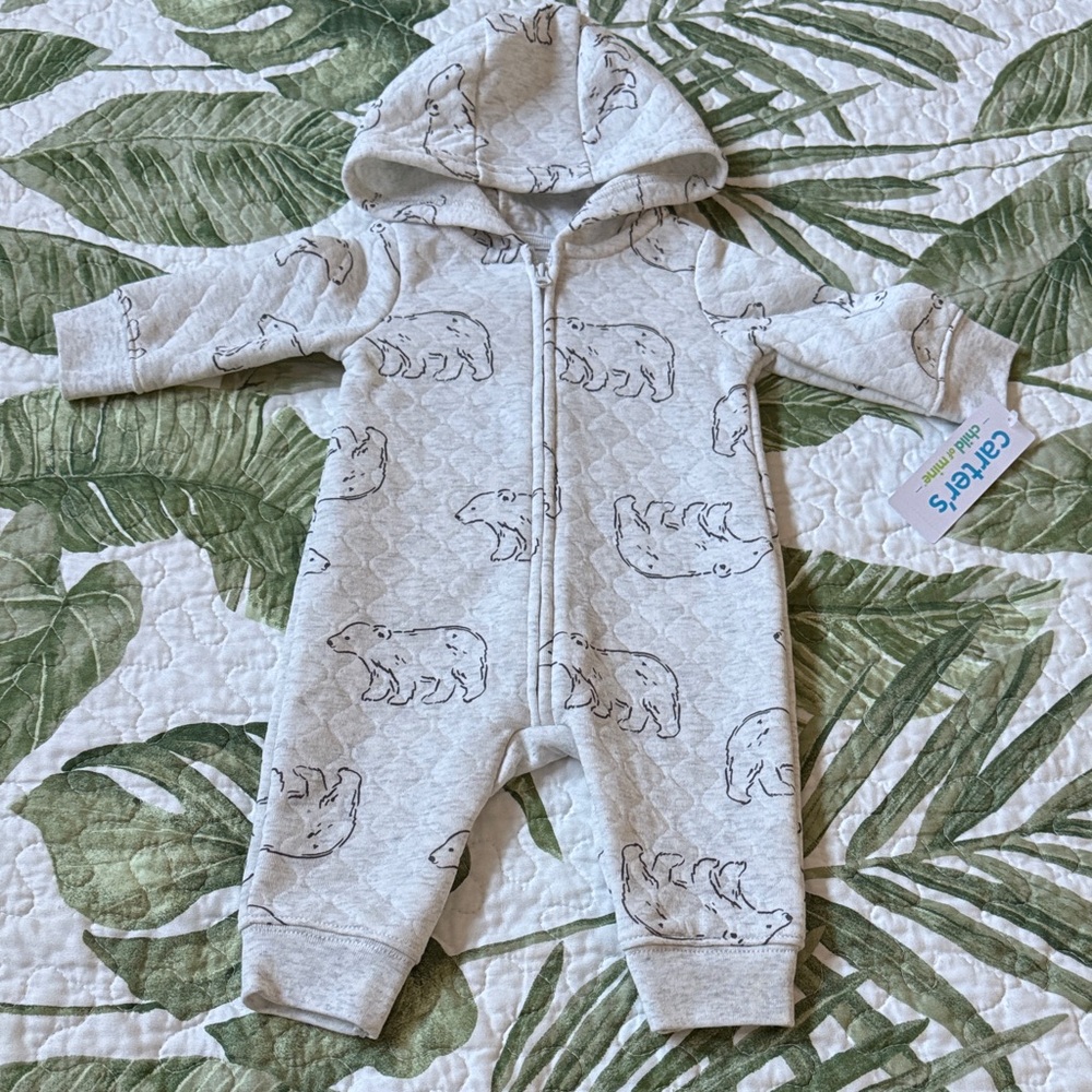 Carter's Light Gray Polar Bear Footie